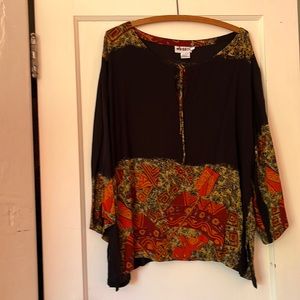 We Be Bop lightweight rayon tie-front shirt